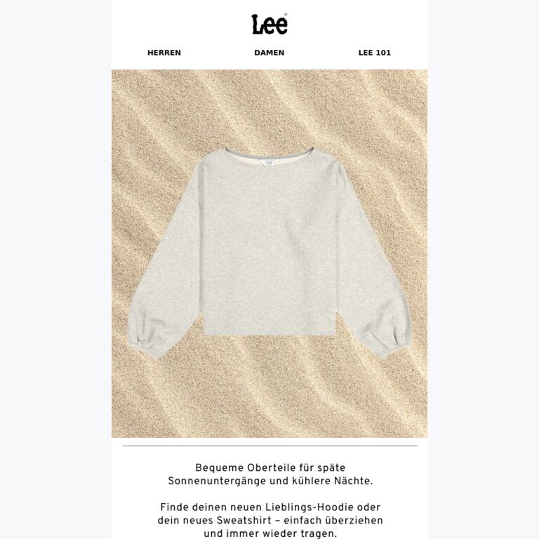 Sommer-Sweatshirts - newsletter screenshot