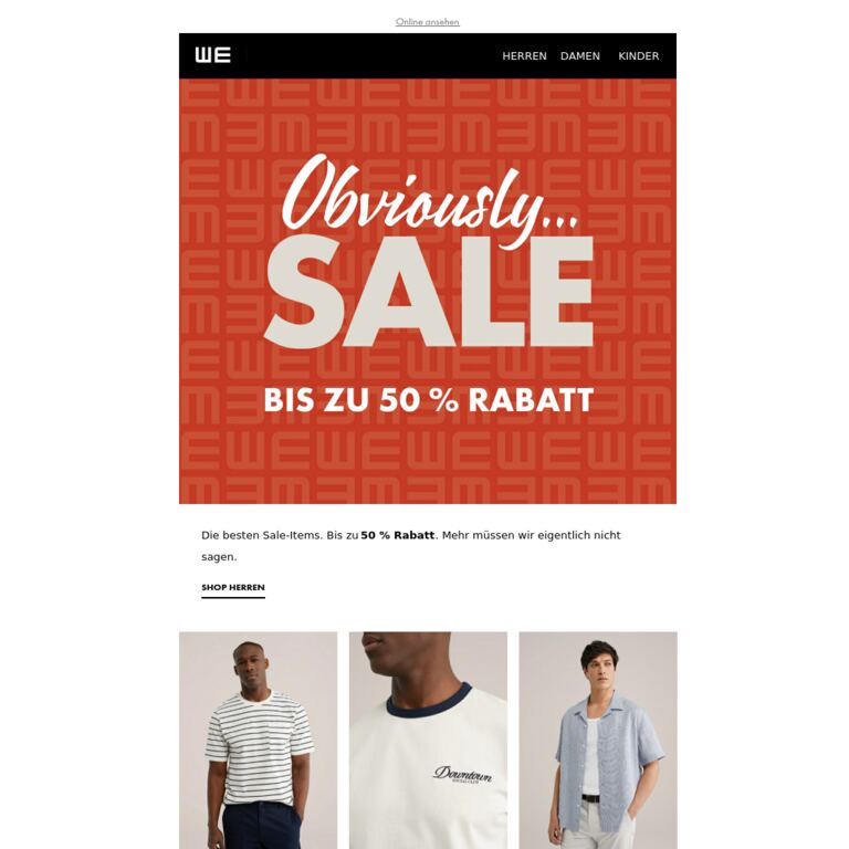 Die besten Sale-Items mit bis zu 50 % Rabatt - newsletter screenshot