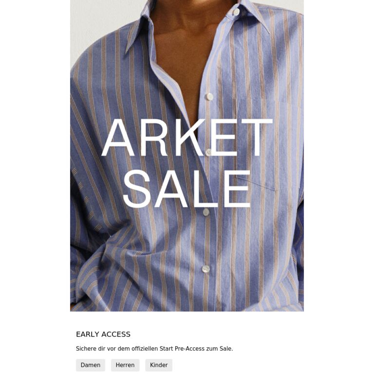 SALE – exklusiver Pre-Access - newsletter screenshot