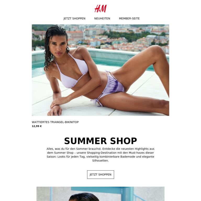Neu im Summer Shop - newsletter screenshot