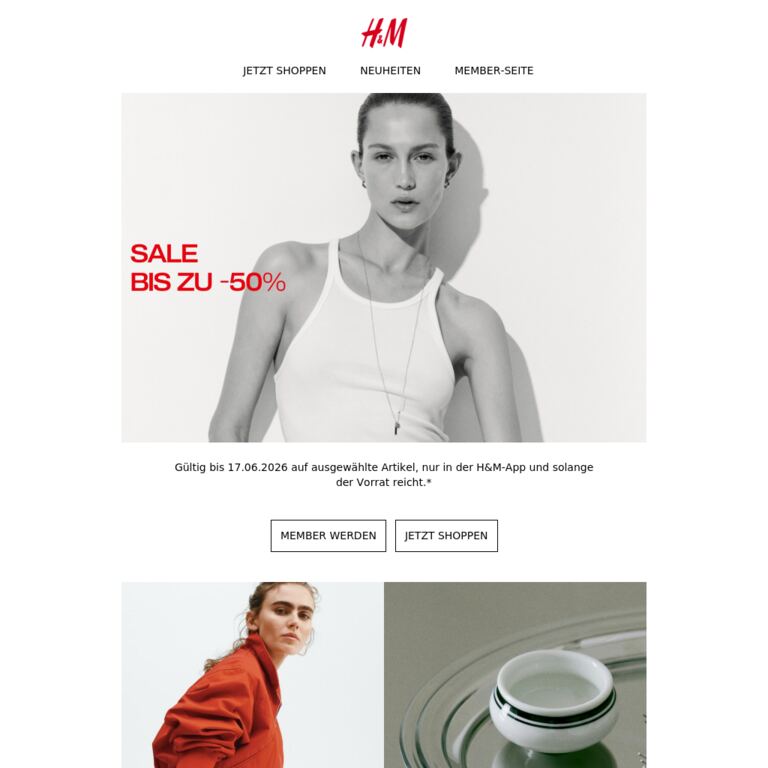 Bis zu -50% im Sale - newsletter screenshot
