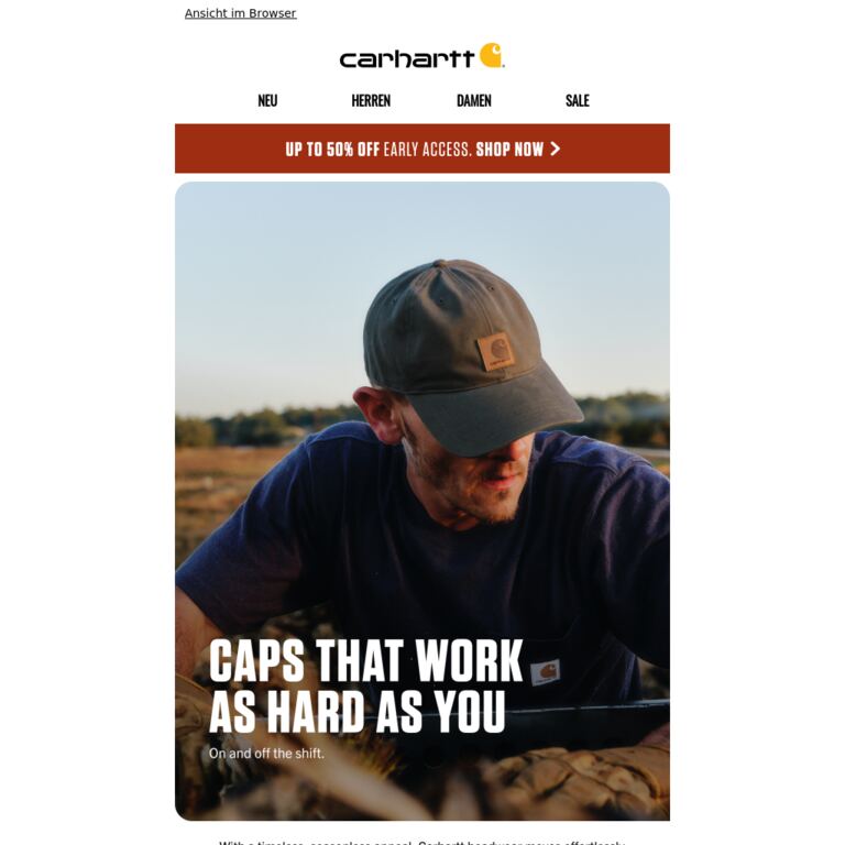 The Essential Carhartt Cap - newsletter screenshot