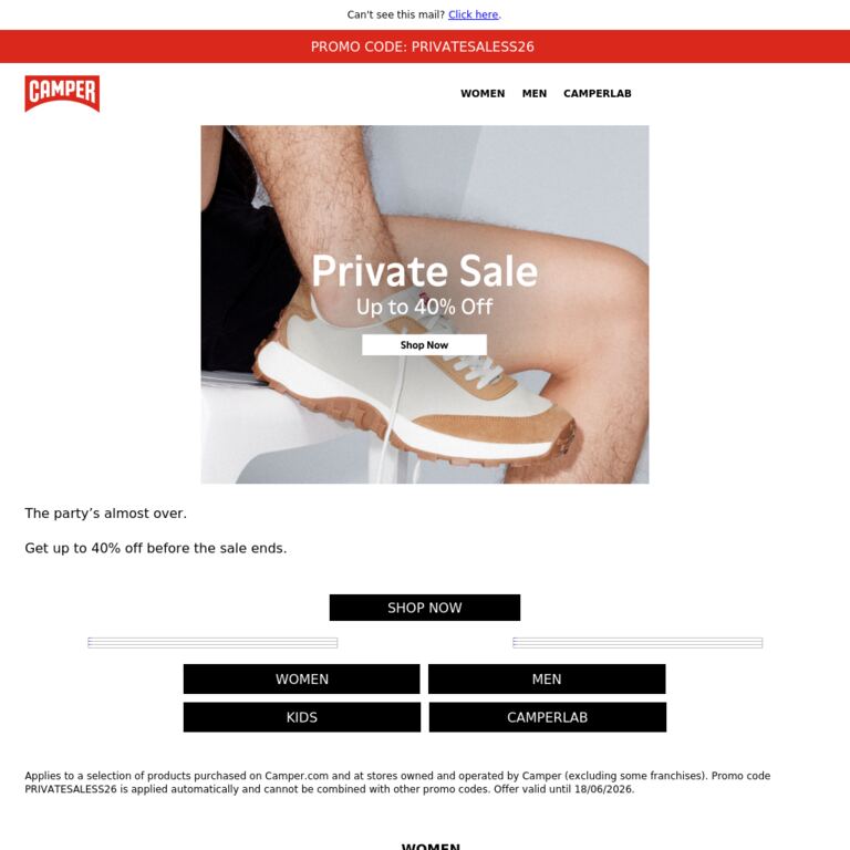 Last Chance for Up to 40% Off - newsletter screenshot