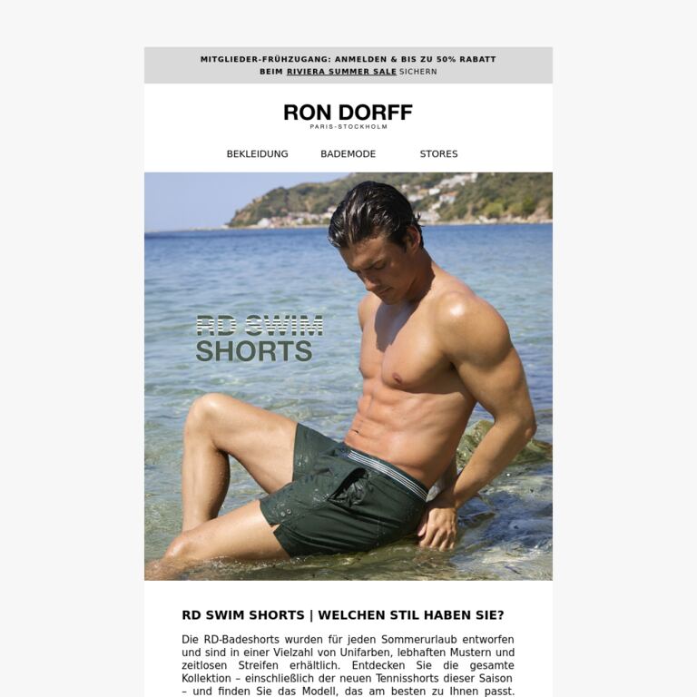 RD Swim Shorts - newsletter screenshot