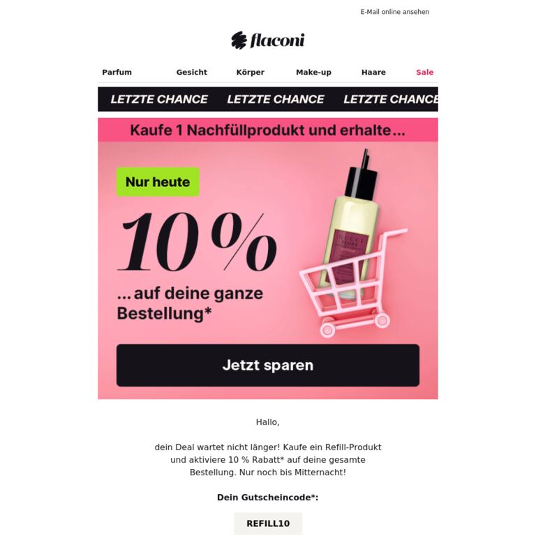 Dein Gutschein läuft ab – schnell sichern 🚨 - newsletter screenshot
