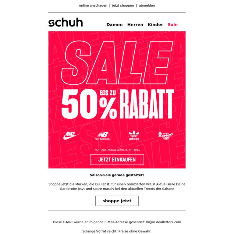 DER SALE BEGINNT JETZT! 🔥 - newsletter screenshot