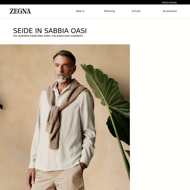 Die Farbe von Oasi Zegna, aus Seide gewebt - newsletter screenshot