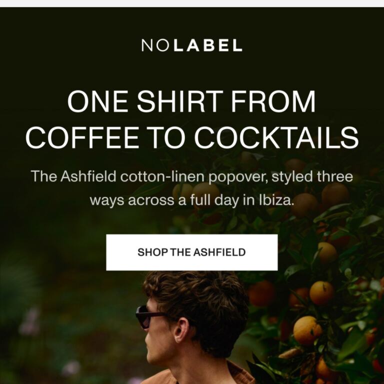 One shirt from coffee to cocktails - newsletter screenshot