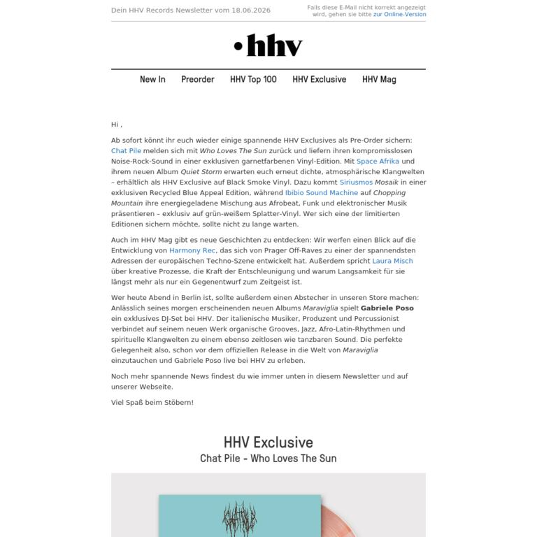 Chat Pile | Space Africa | Siriusmo | Ibibio Sound Machine - newsletter screenshot