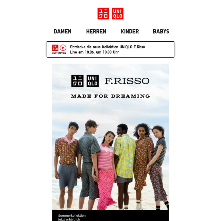 Neu | UNIQLO F.RISSO - newsletter screenshot
