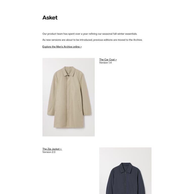 Archive update: Men’s Outerwear - newsletter screenshot