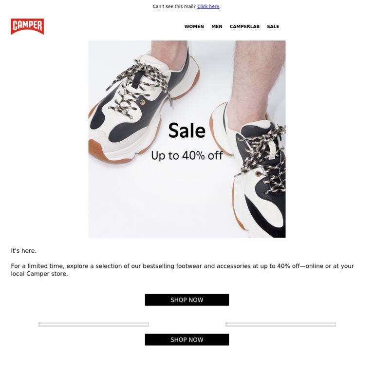 Sale: Up to 40% Off Starts Now - newsletter screenshot