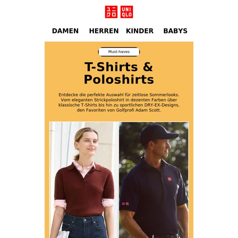 T-Shirts & Poloshirts für alle	 - newsletter screenshot