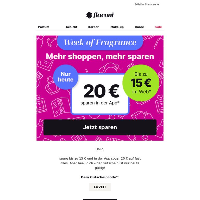 20 €-Gutschein für dich🤑 - newsletter screenshot