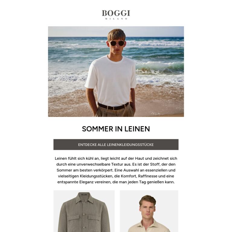 Leinen, der Star des Sommers - newsletter screenshot