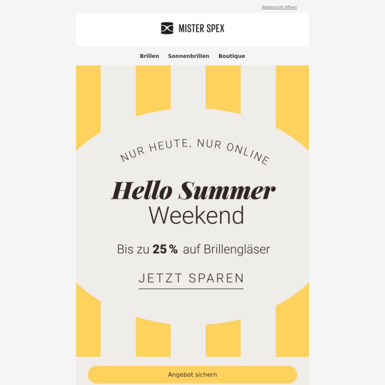 Nur heute, nur online: Bis zu 25 % auf Gläser - newsletter screenshot