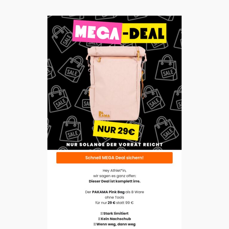 🚨 29 € Deal. Dein Pink Bag - newsletter screenshot