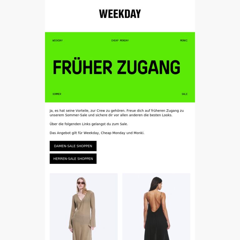 Früher Zugang | Bis zu 50% Rabatt - newsletter screenshot