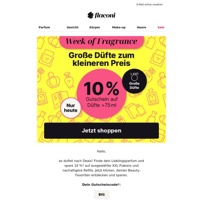 10 %-Gutschein: Mehr von deinem Lieblingsduft ✨ - newsletter screenshot