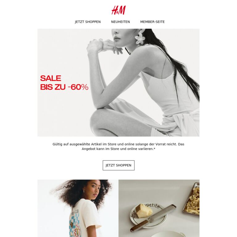 Bis zu -60% im Sale - newsletter screenshot