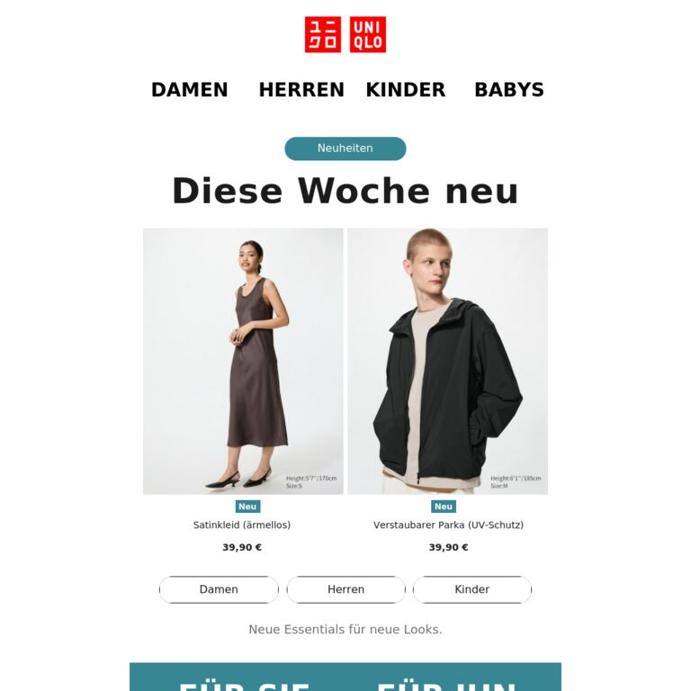 Neue Farben & neue Essentials - newsletter screenshot