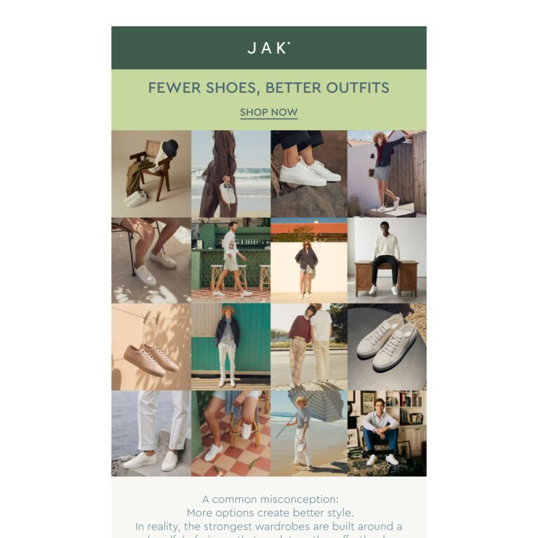 Fewer shoes, better outfits. - newsletter screenshot
