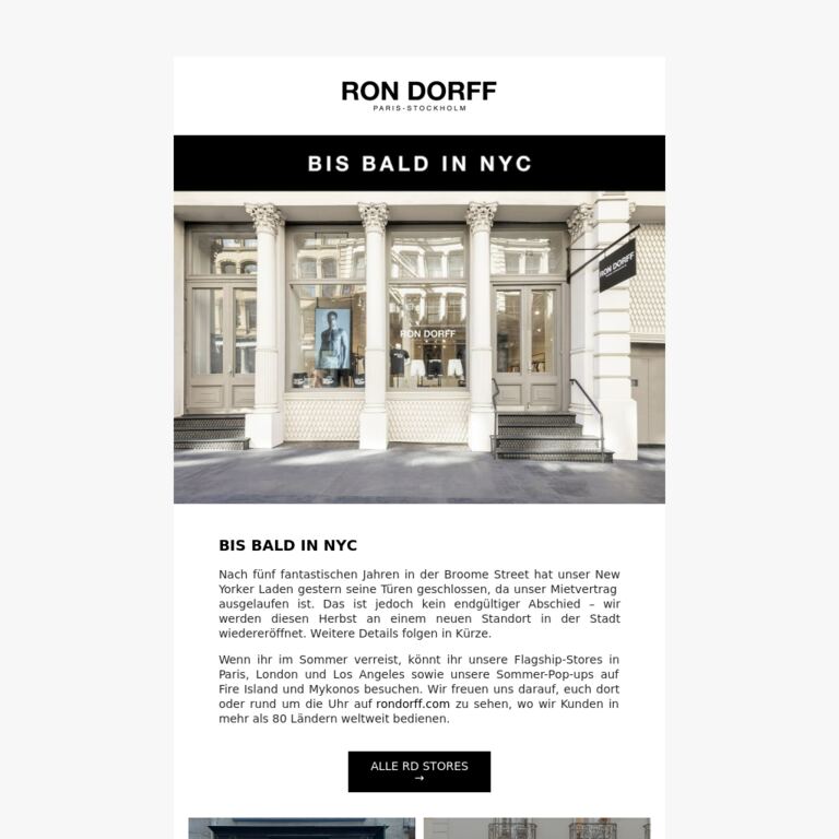 Unser Laden in NYC ist nun geschlossen - newsletter screenshot
