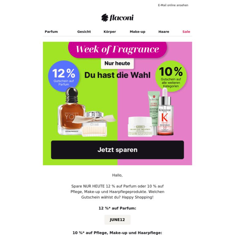 Heute bis zu 12 % auf deine Lieblingskategorie ❤️‍🔥 - newsletter screenshot
