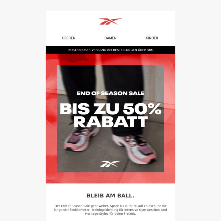 Bis zu 50% Rabatt: End of Season Sale - newsletter screenshot