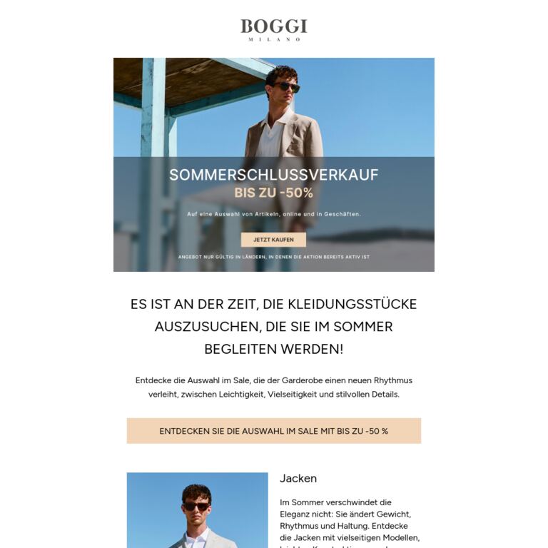 Gil, Sommerschlussverkauf hat begonnen! - newsletter screenshot