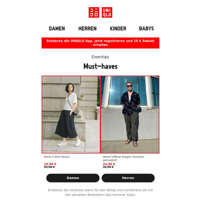 Jetzt im Sale | T-Shirts - newsletter screenshot