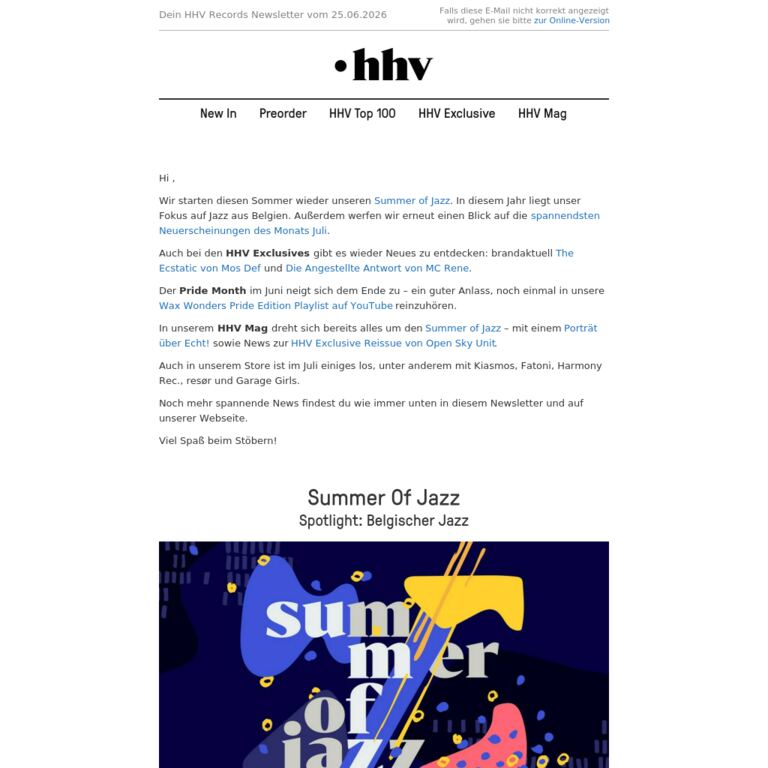 Summer of Jazz | Release Highlights | Mos Def | MC Rene - newsletter screenshot