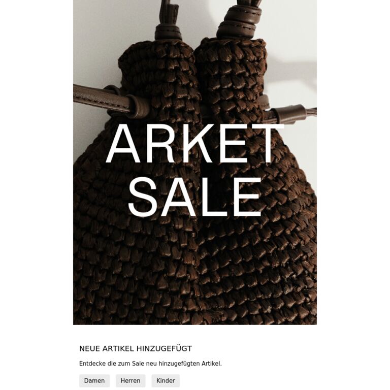 SALE – NEUE ARTIKEL HINZUGEFÜGT - newsletter screenshot
