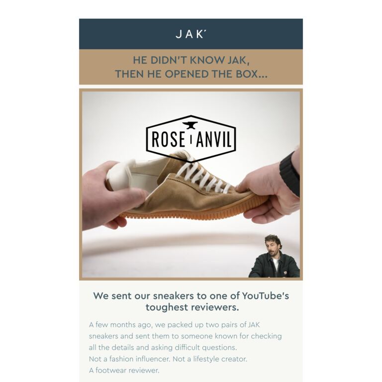 We sent our sneakers to YouTube's toughest reviewer. - newsletter screenshot