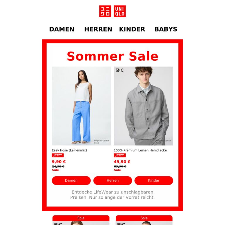 Leinen für den Sommer	 - newsletter screenshot