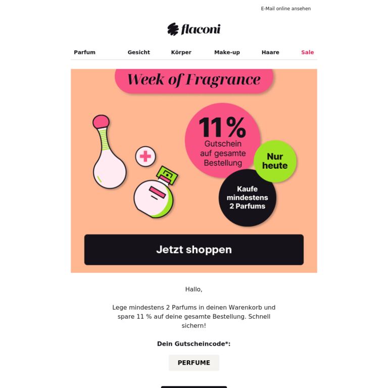 🚨 11 % Extra-Rabatt auf deinen Einkauf - newsletter screenshot