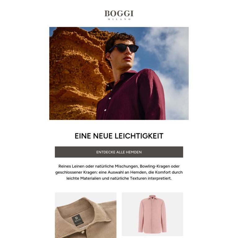 Leinenhemden für natürliche Eleganz - newsletter screenshot