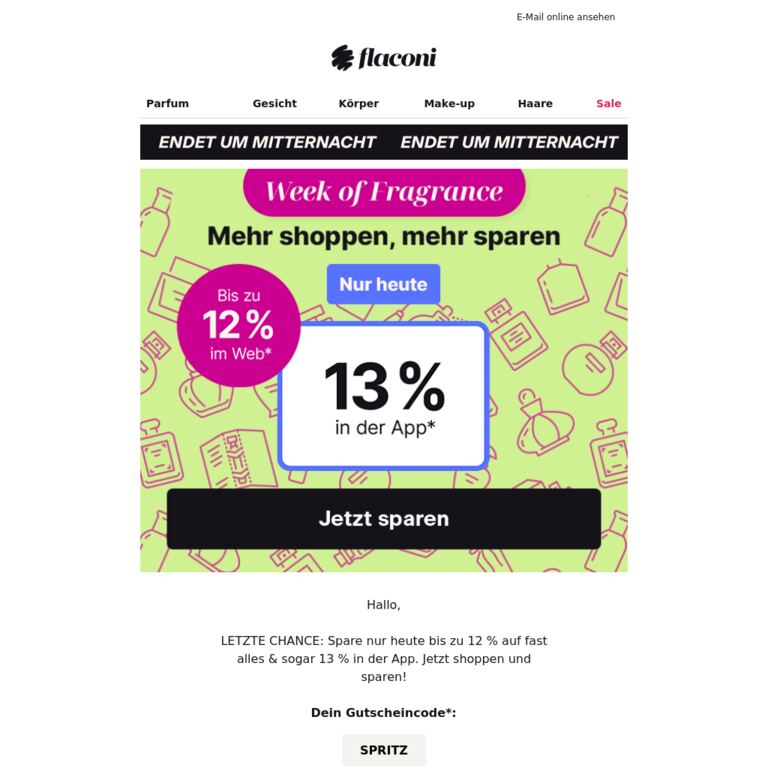 🚨 Dein 13 %-Gutschein verschwindet - newsletter screenshot