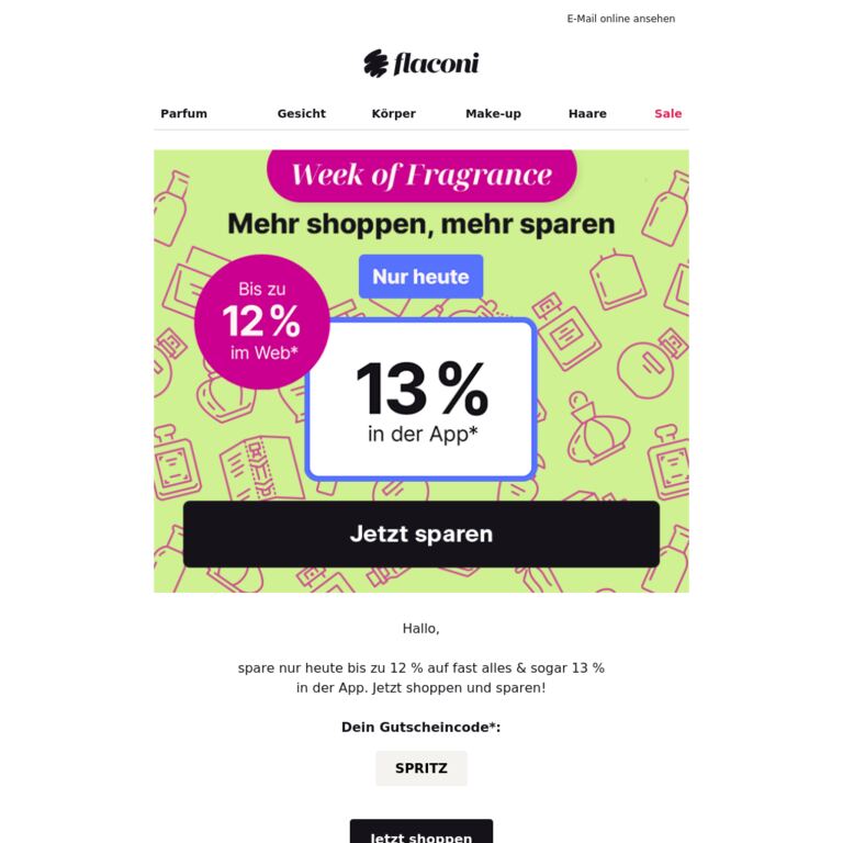 Heute -12 % auf fast alles 🔥 - newsletter screenshot