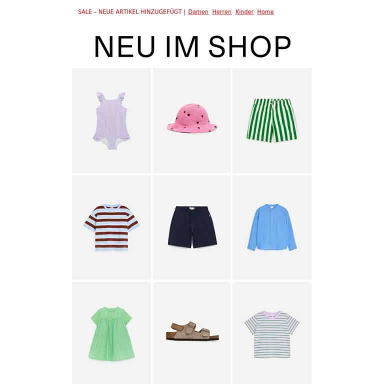 Neuheiten für die Kleinen - newsletter screenshot