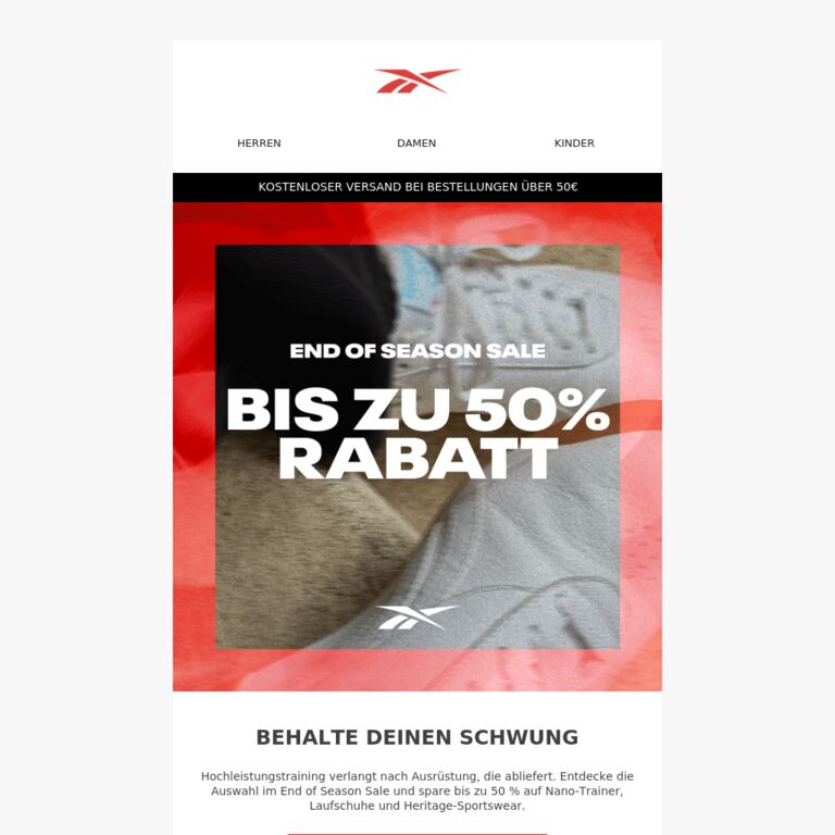 Bis zu 50% Rabatt: End of Season Sale - newsletter screenshot
