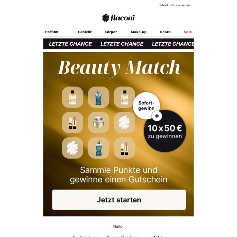 ⚡ Endspurt: Dein Beauty-Gutschein wartet - newsletter screenshot