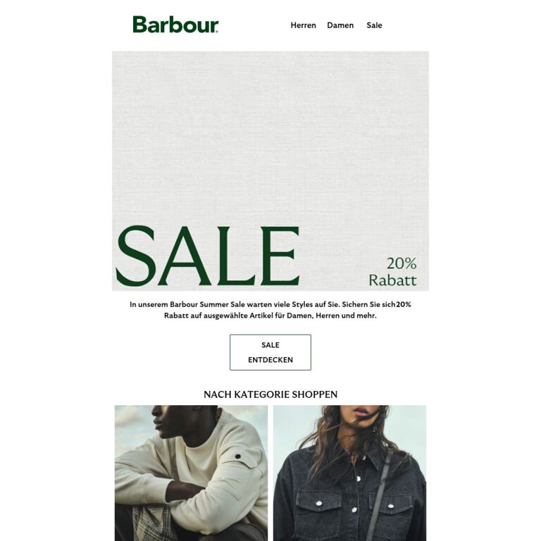 20% Rabatt - newsletter screenshot