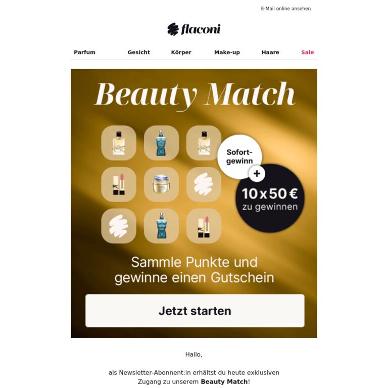 Exklusiv für dich: Punkte sammeln und gewinnen! 🎮 - newsletter screenshot