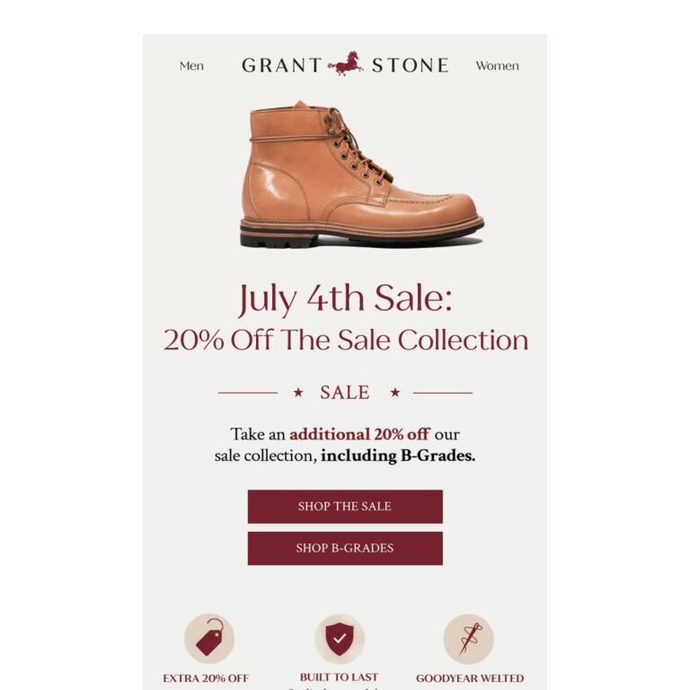 July 4th Sale Starts Now - newsletter screenshot