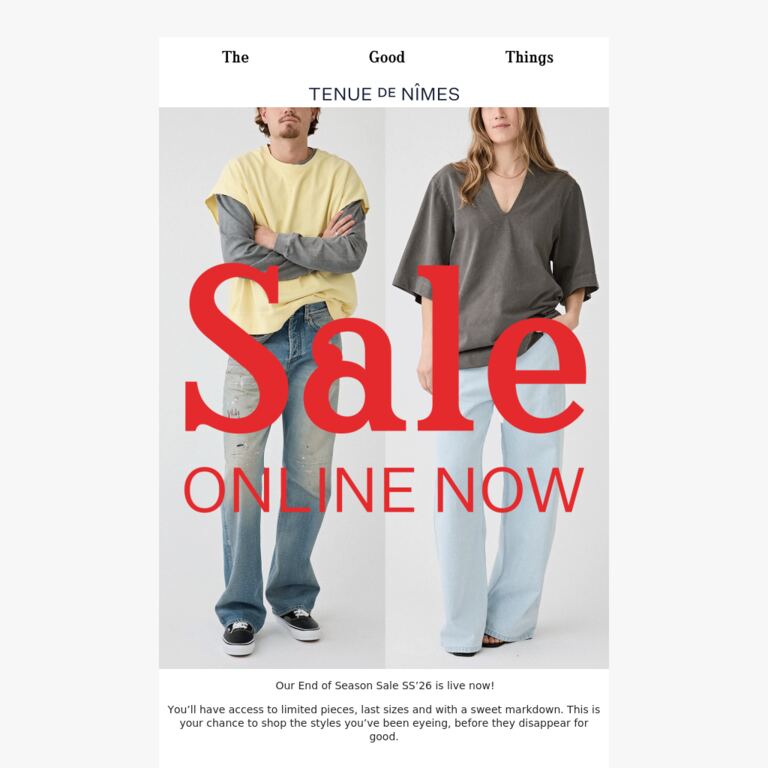 Our End Of Season Sale Is Live Now! - newsletter screenshot