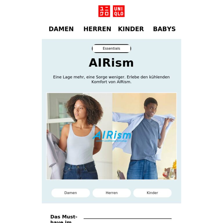 Ein Essential, endloser Komfort - newsletter screenshot