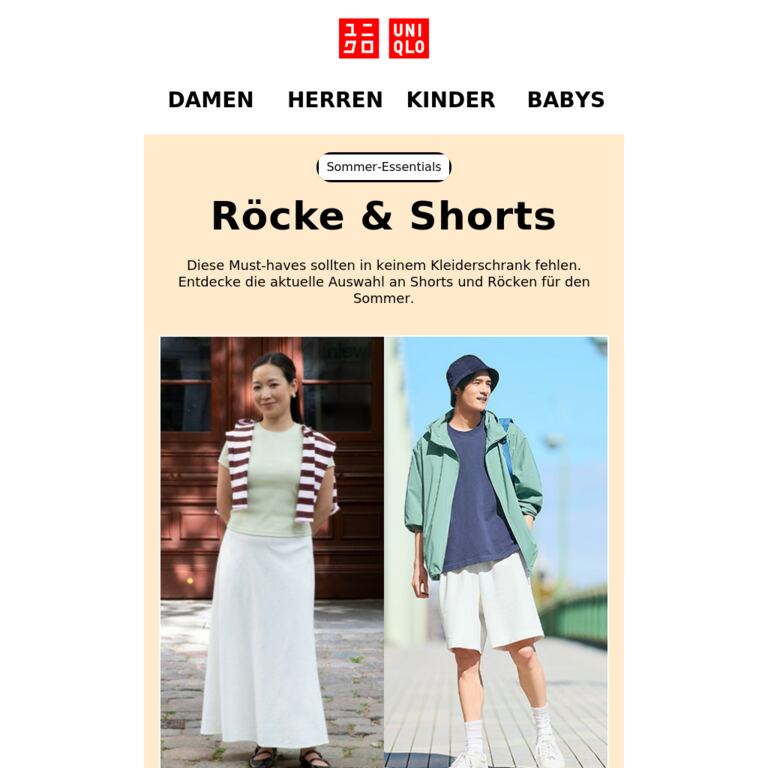 Kein Sommer ohne Röcke oder Shorts - newsletter screenshot