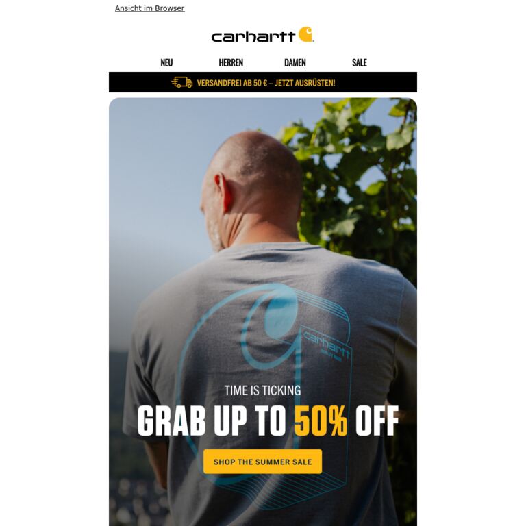Up to 50% off. Going fast. - newsletter screenshot