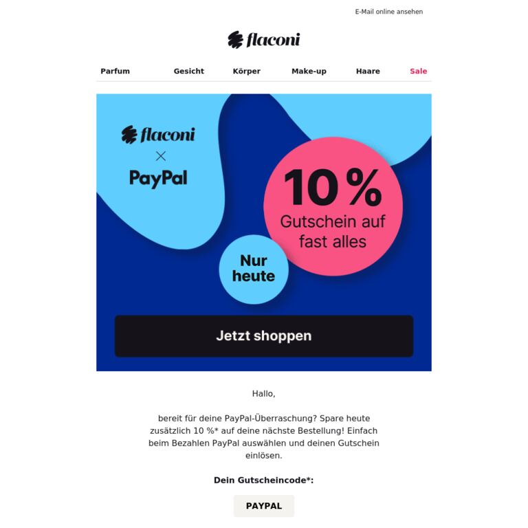 Dein exklusiver PayPal-Gutschein ✨ - newsletter screenshot